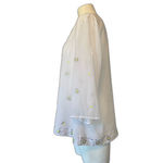 Victoria's Secret  White Blouse with Yellow and Silver Embellishments L Large Photo 4