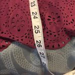 ISABEL HAYLEY BRAND MAROON TOP 3/4” SLEEVE LACE UP TIE IN FRONT LACE LIKE CUTOUT Red Size L Photo 11
