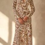 Aiifos 100% Silk Midi dress Brown Photo 0