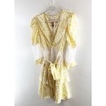 For Love & Lemons Floral Tiered Sheer Lace Mini Slip Dress Butter Yellow Large Photo 11