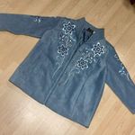 Bob Mackie Fleece Jacket Size 2XL Blue Floral Embroidery Photo 0