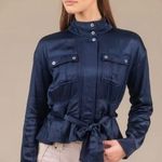 Marrakech Ellis Silky Satin Utility Jacket In Sapphire Blue Size XS Photo 0