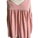 Versona Polka Dotted 3/4 Sleeve V-Neck Lined Babydoll Top Medium Photo 0