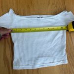 Divided  By H&M White Ribbed Women’s Fitted Crop Shirt Size Small Split Sleeve Photo 4