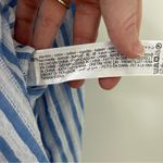 ZARA  Blue White Striped Button Down Wide Sleeve V Neck Cotton Blouse L NWT Photo 5