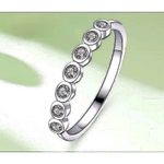 Boutique NEW White Gold Filled Half Eternity Bubble Diamond Simulant Ring, Adjustable Photo 1