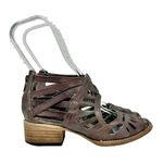 FREEBIRD by Steven Freebird Ponce Leather Laser Cut Block Heel Boho Distressed Sandals Brown Sz 6 Photo 0