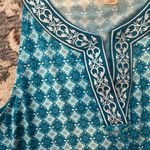 Blue Patterned Sleeveless Dress Size M Photo 3