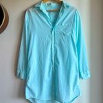 Frank & Eileen Mary Lightweight Cotton Semi Sheer Button Up Dress Blue XS Photo 0