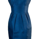 Jenny Yoo Collection Dress 0 Blue Empire Tie Back V-Neck Pleated Above Knee Photo 0