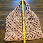 Crochet Boho Tote Handbag Rose Blush Pink Mauve Fringe Babe Reversible Photo 2