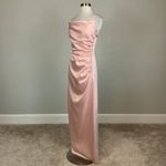 Laundry by Shelli Segal Pink Satin Column Evening Gown Size 12 Laundry Sleeveless Thigh Slit Slip Dress Photo 3