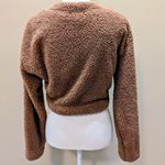 PINK - Victoria's Secret  Tan Sherpa Cropped Cardigan Medium Photo 2