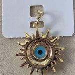 Boutique Gold Filled Charm Pendant Sun with Evil Eye and Pave Crystals Photo 2