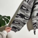 Kerisma  Camo Angora Blend Pull Over Sweater S/M Gray Black Bishop Sleeve Boxy Photo 2