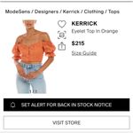 Kerrick Women's Orange Puff sleeve Eyelet Top Photo 1