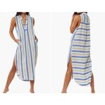 Red Carter  Avi linen blend stripe Maxi Cover Up Dress M size 8 Photo 1