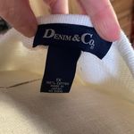 Denim &‎ Co. Striped Sweater with Red Star Accents 1X White Photo 3