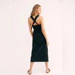 Free People NWT  ENDLESS SUMMER Sz XS CALABAZA RUCHED V NECK MIDI DRESS IN BLACK Photo 1