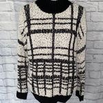 Solitaire women L mock turtleneck Longsleeve plaid pattern popcorn sweater B&W Photo 0