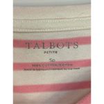 Talbots Women's Floral Stripe Crew Neck 3/4 Sleeve Top Pink White Petite Size SP Photo 4
