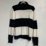 Halogen  Black White Soft Fuzzy Turtleneck Pullover Sweater Sz M Photo 1