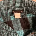 Forever 21 Women’s Small Blue Twenty One Flannel Short Sleeve Button Up Shirt Photo 2