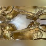 Tory Burch  Vintage Metallic Gold Leather Deco Style Heels Size 10‎ M Photo 9