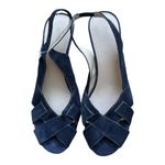 Chadwick's Collection by  Navy Open Toe Wedge Heels Sling back Size 9 Womens Photo 1