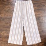 Madewell • Smocked Huston Pull-On Crop Pants in Stripe tan white wide leg beach Photo 0