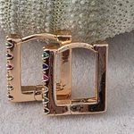 Small Gold Filled Rectangle Huggie Hoop Earrings Photo 1