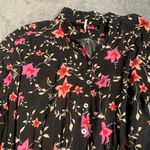 Free People lighten up Black and Pink Floral Long Sleeve Dress Photo 3