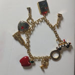 Charm Bracelet New York Gold ToneTaxi Apple Statue Of Liberty Globe Key Empire Photo 7
