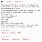 We The Free Free people Joanie corduroy navy mini skirt size 24 = 00 or XXS Photo 13