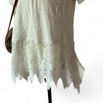 Solitaire White Lace Trim Tunic Top Short Sleeve Casual Bohemian Style Blouse Photo 1