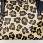 Coach Ellis Leopard Printed Coated Canvas City Tote Gold Hardware Black Leather Photo 3