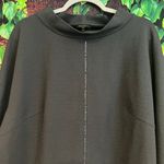 Escada Crewneck Blouse Turtleneck Rhinestone Glam Fringe Womens XL Gray Sweater Photo 1