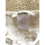 Esley  Cream Cotton Lace Sheer 3/4 Sleeve Feminine Summer Pullover Top Blouse L Photo 3