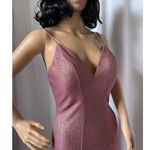 Faviana  Sparkly Metallic Long Jersey Dress With Leg Slit pink 2 Photo 7