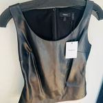 Theory  Scoop Neck Faux‎ Leather Tank Top, Black, Small, (4/6), Designer, NWT Photo 0