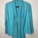 70s Vintage Custom Aqua Maxi Dress Wedding Sz Medium Blue Photo 5