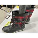 Womans Cushion Walk By Avon Size 8 Black Red Plaid Lace Up Snow Boots Photo 2