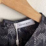 ANINE BING Renee Silk Python Print Blouse in Charcol Photo 5