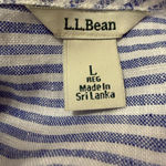 L.L.Bean  Linen Stripe Button Back Top Blue Red White Women’s Large Photo 6