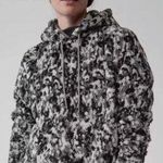 Athleta Jacquard Tugga Sherpa Hoodie Glacier Black Sweatshirt Photo 0