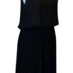 Gracia Black Cocktail Dress Medium Minimalist Cutout Pleated Sheer LBD Adjustable Photo 0