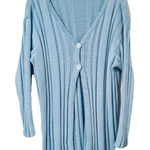 Newport News Vintage Y2K  Cardigan Sweater Cable Knit Button Powder Blue Sz L Photo 0