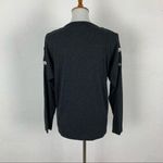 Milan Kiss Ribbed Top Small Gray Long Sleeve Slim Fit Basic V Neck Photo 4