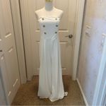Elegant Ivory Sleeveless Jumpsuit and long vest set in large White Photo 1