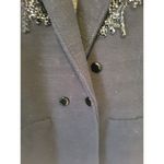 Chico's New 00 Xs black beaded shoulder long sleeve heavy thick knit blazer jewel Photo 6